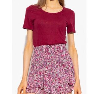 NWT $165 Isabel Marant Killian  Burgundy red  staple tee
